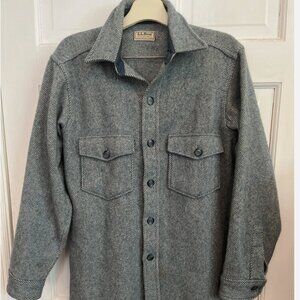 80s LL Bean Northwoods Shirt Wool Flannel USA Vintage Green Teal Medium Tweed